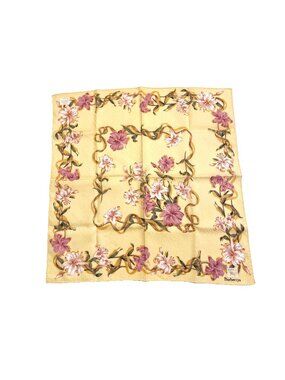 NWT Burberrys Cotton Floral Scarf Lily Print Rolled Hem Vintage